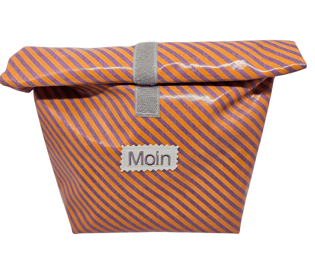 Multibeutel klein »Streifen Lila Orange« - Small & Sweet Manufaktur